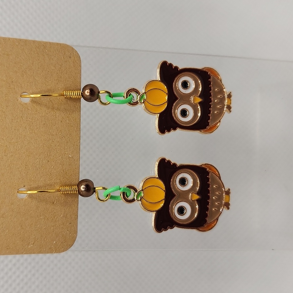 Pumpkin Owl Earrings